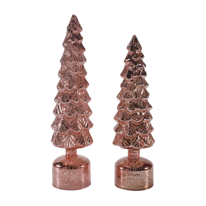 Set Pohon Kaca Natal Berputar Menyala LED 10×25 & 10×28Cm Ornamen Meriah