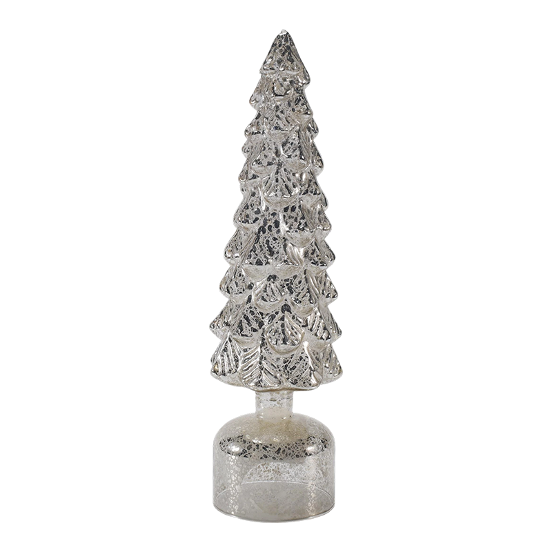 Set Pohon Kaca Natal Berputar Menyala LED 10×25 & 10×28Cm Ornamen Meriah