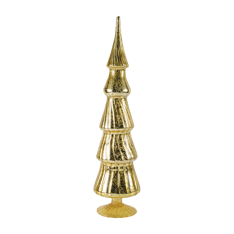 Dekorasi Meja Set 2 Buah Pohon Kaca Natal Bergaris Berputar 10×40cm