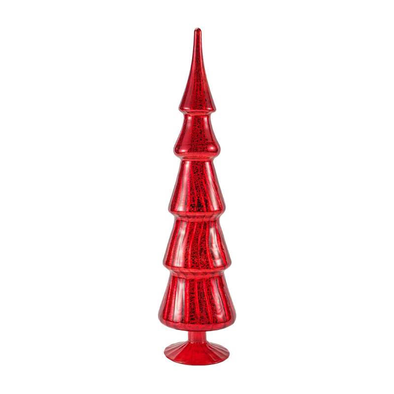 Dekorasi Meja Set 2 Buah Pohon Kaca Natal Bergaris Berputar 10×40cm