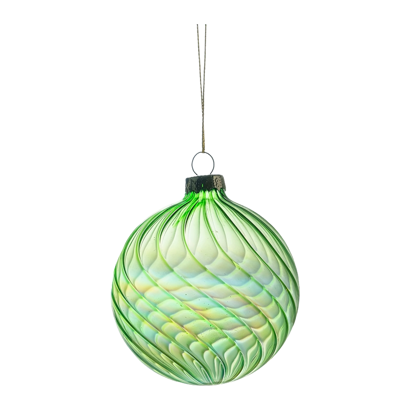 Bola Pernak-pernik Kaca Natal Warna-warni Swirl 8cm