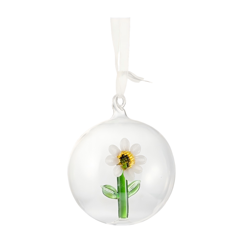 Set Ornamen Kaca Natal Buatan Tangan 8cm