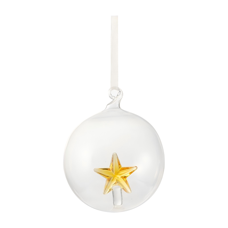 Set Ornamen Kaca Natal Buatan Tangan 8cm