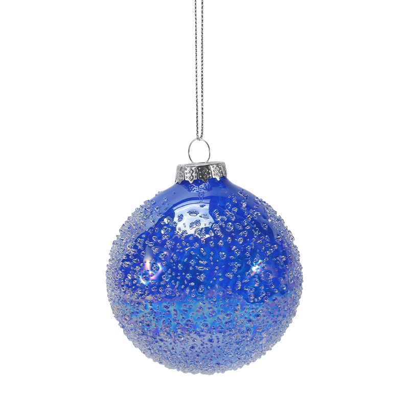 Ornamen bola kaca Natal hiasan manik kristal 8cm