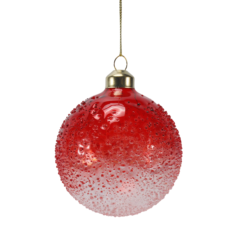 Ornamen bola kaca Natal hiasan manik kristal 8cm