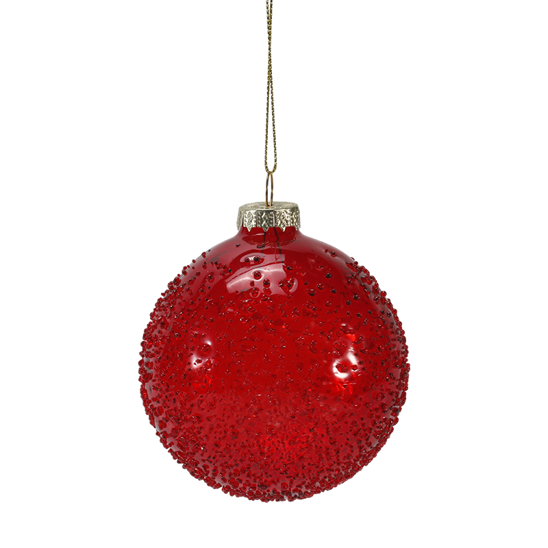 Ornamen bola kaca Natal hiasan manik kristal 8cm