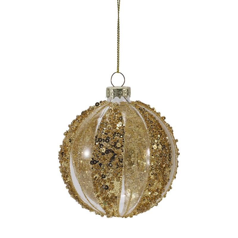Ornamen Bola Kaca Natal Emas & Perak Mewah 8cm (Tunggal / Set isi 4)