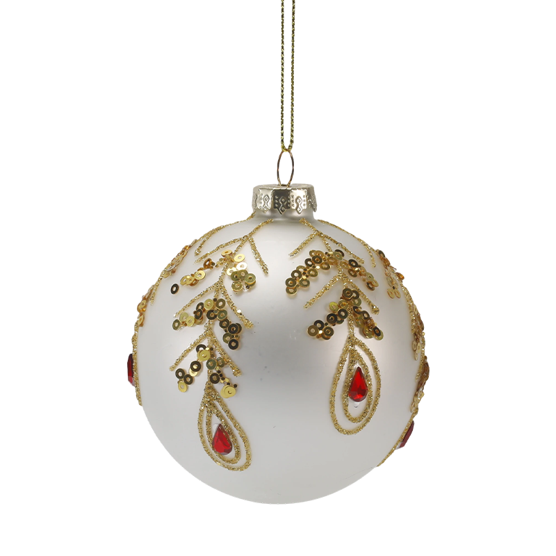 Ornamen Bola Kaca Natal Emas & Merah Mewah 8cm (Tunggal / Set isi 3)