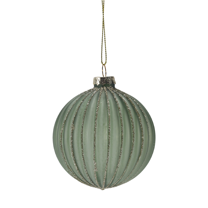 Ornamen Bola Kaca Natal Garis Morandi 8Cm (Tunggal/Set Isi 3)