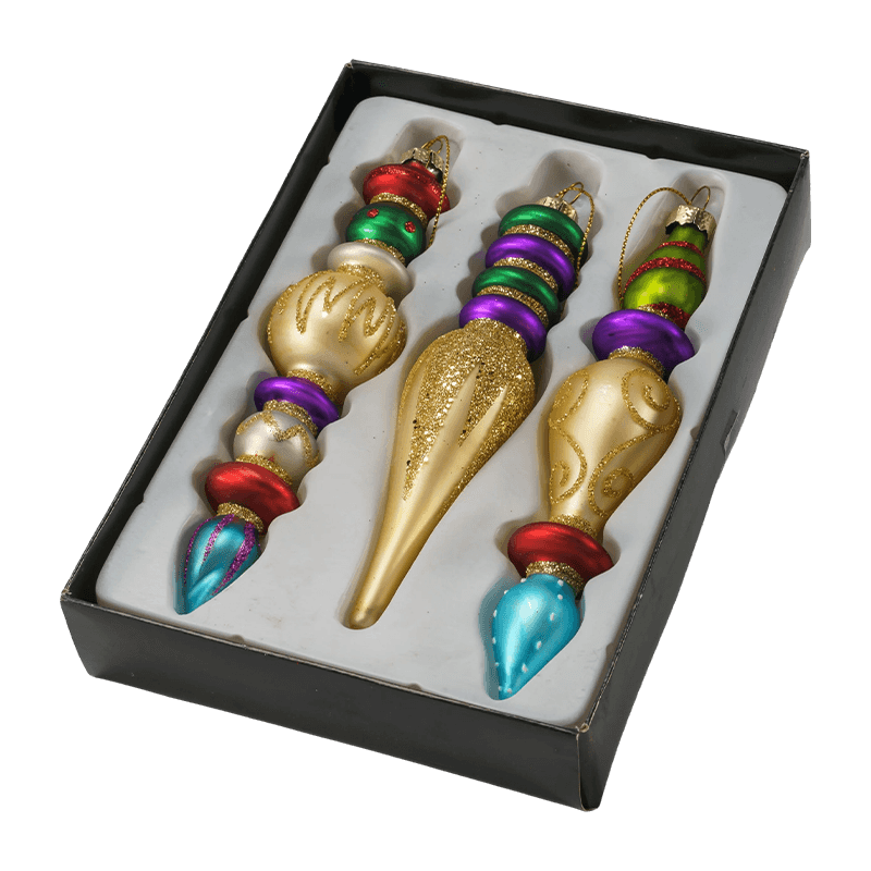 Set Ornamen Kaca Natal Akhir Buatan Tangan 15cm (3/4 Buah)