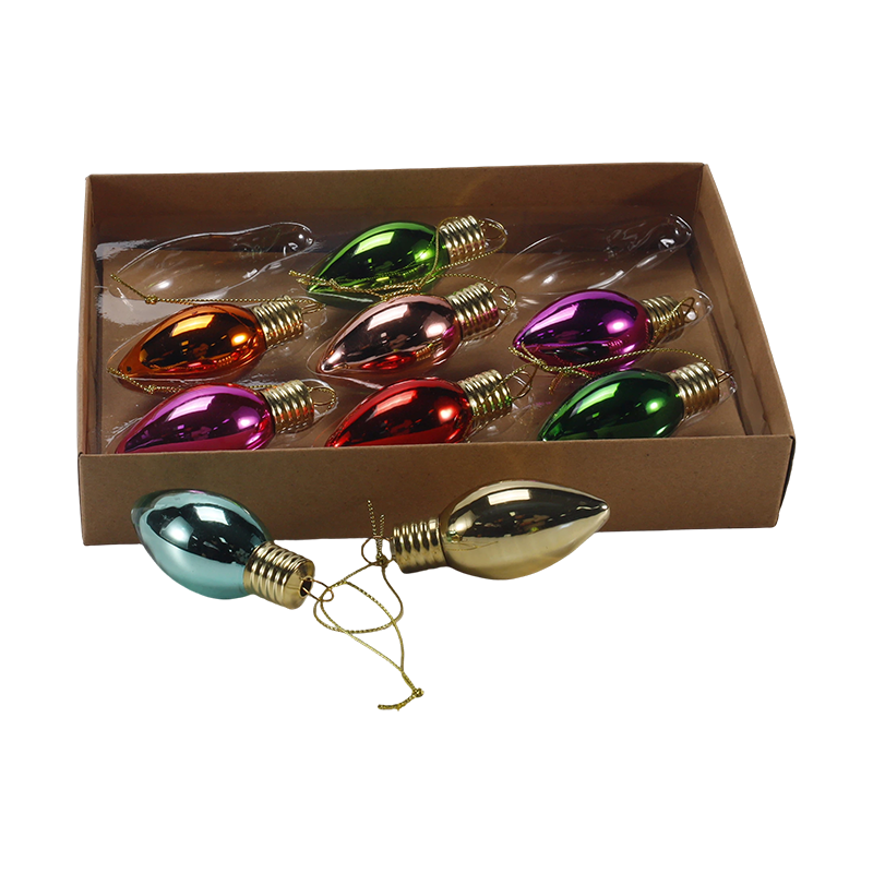 Set Ornamen Kaca Natal (Bentuk Bohlam Warna-warni)