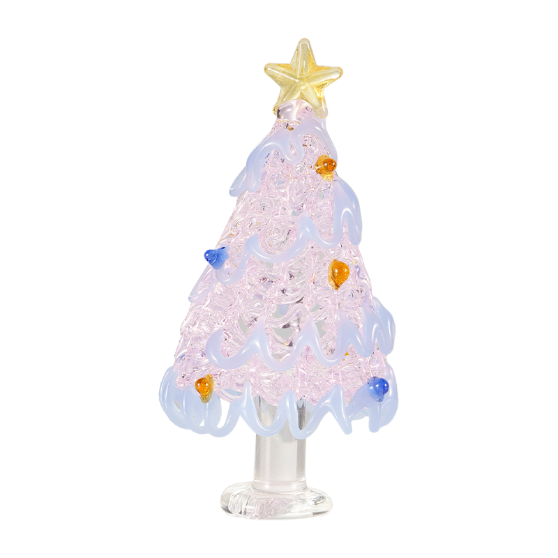 Ornamen Desktop Pohon Natal Kaca Buatan Tangan