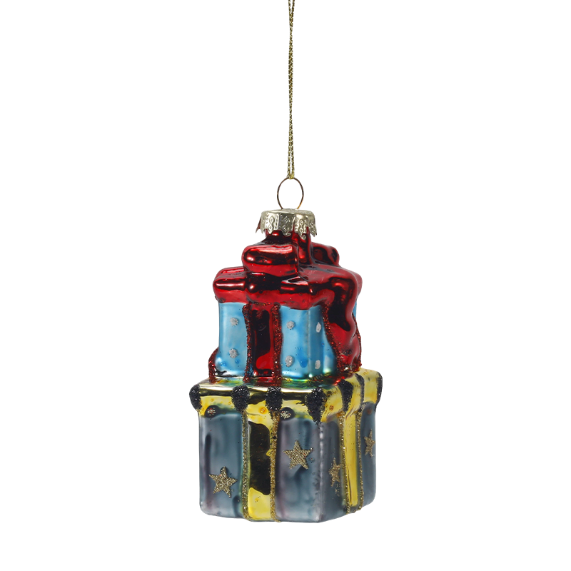 Ornamen Kaca Natal (Set Jamur / Kotak Kado)