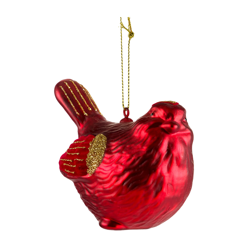 Ornamen Kaca Natal Bentuk Burung Emas Merah