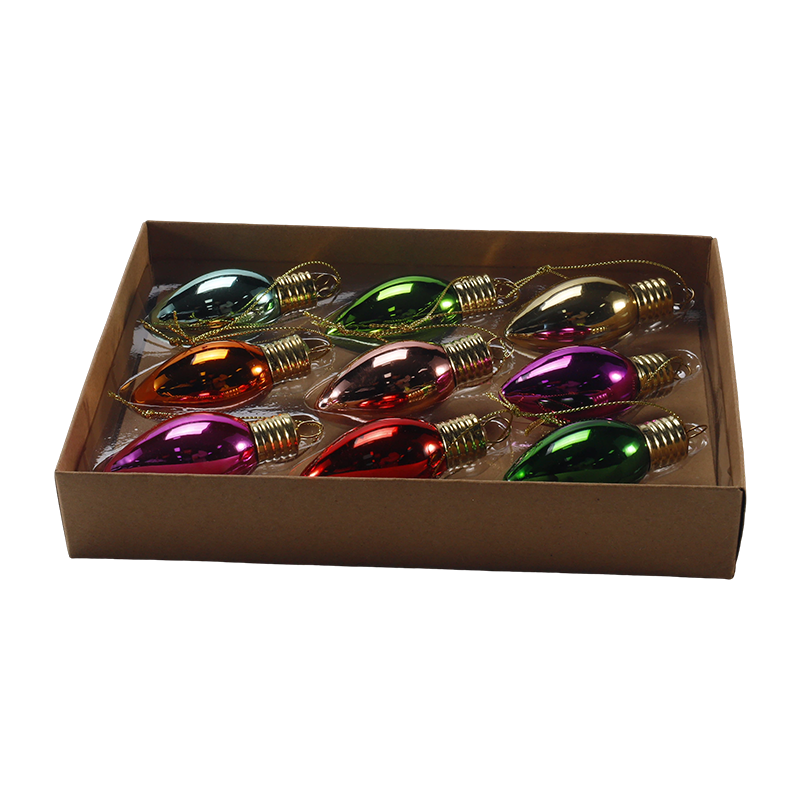 Set Ornamen Kaca Natal (Bentuk Bohlam Warna-warni)
