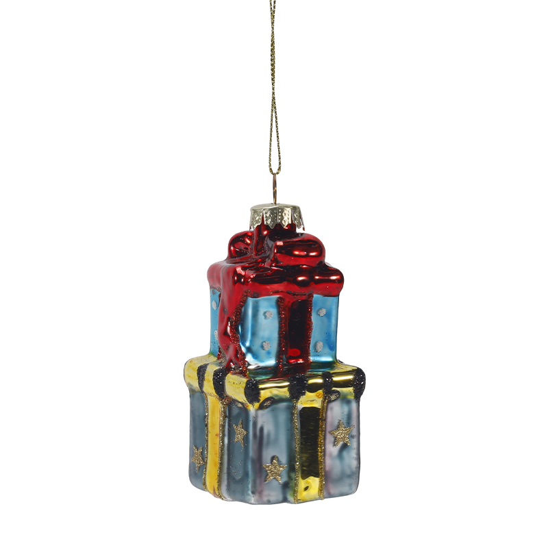 Ornamen Kaca Natal (Set Jamur / Kotak Kado)