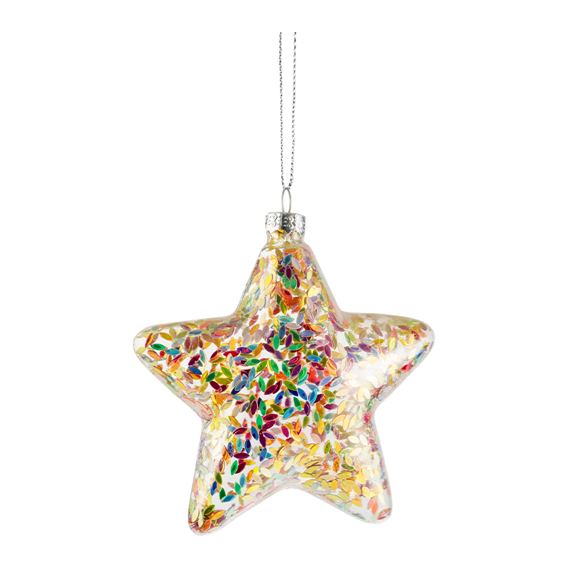 Ornamen Kaca Natal Bentuk Bintang Pelangi