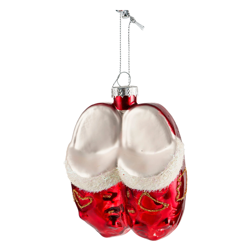 Ornamen Kaca Natal Bentuk Burung Emas Merah
