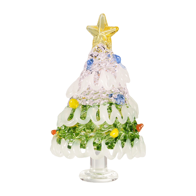 Ornamen Desktop Pohon Natal Kaca Buatan Tangan