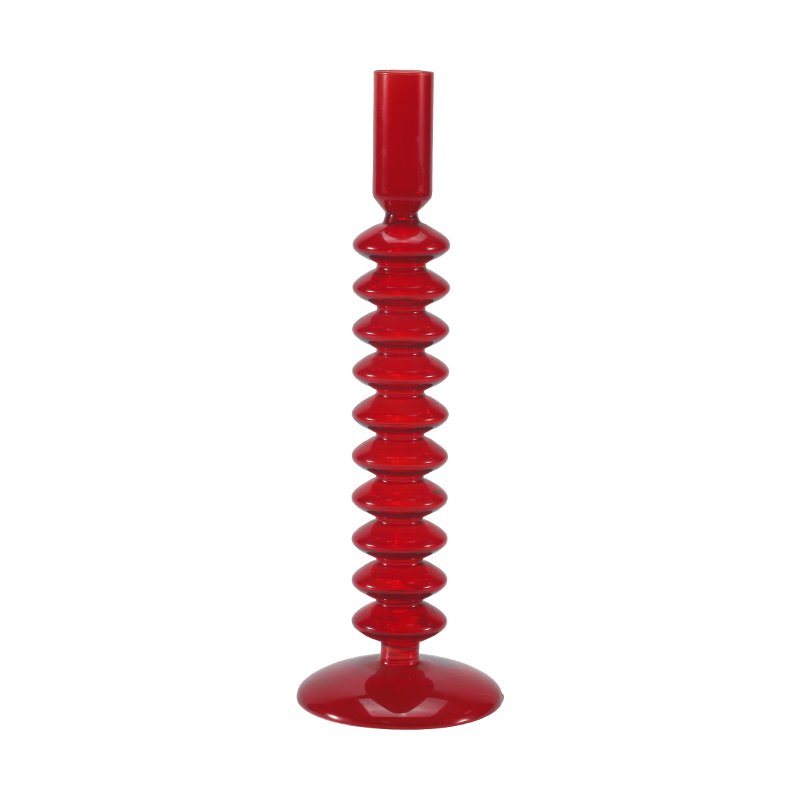 8*20 Tempat Lilin Kaca Gelembung Bertumpuk Merah