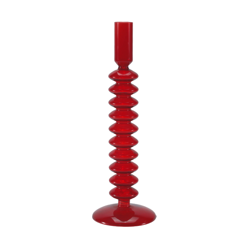8*20 Tempat Lilin Kaca Gelembung Bertumpuk Merah