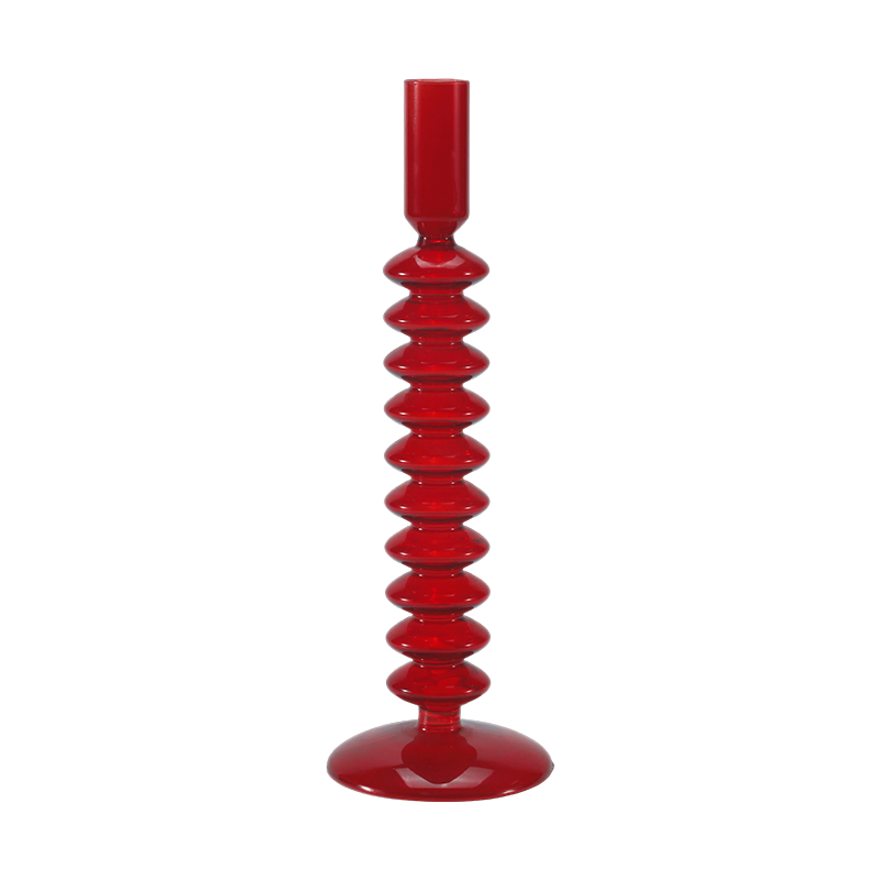 8*20 Tempat Lilin Kaca Gelembung Bertumpuk Merah
