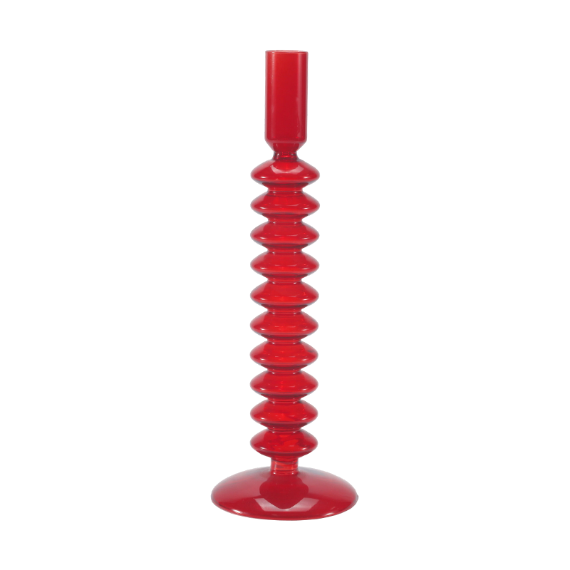 8*20 Tempat Lilin Kaca Gelembung Bertumpuk Merah