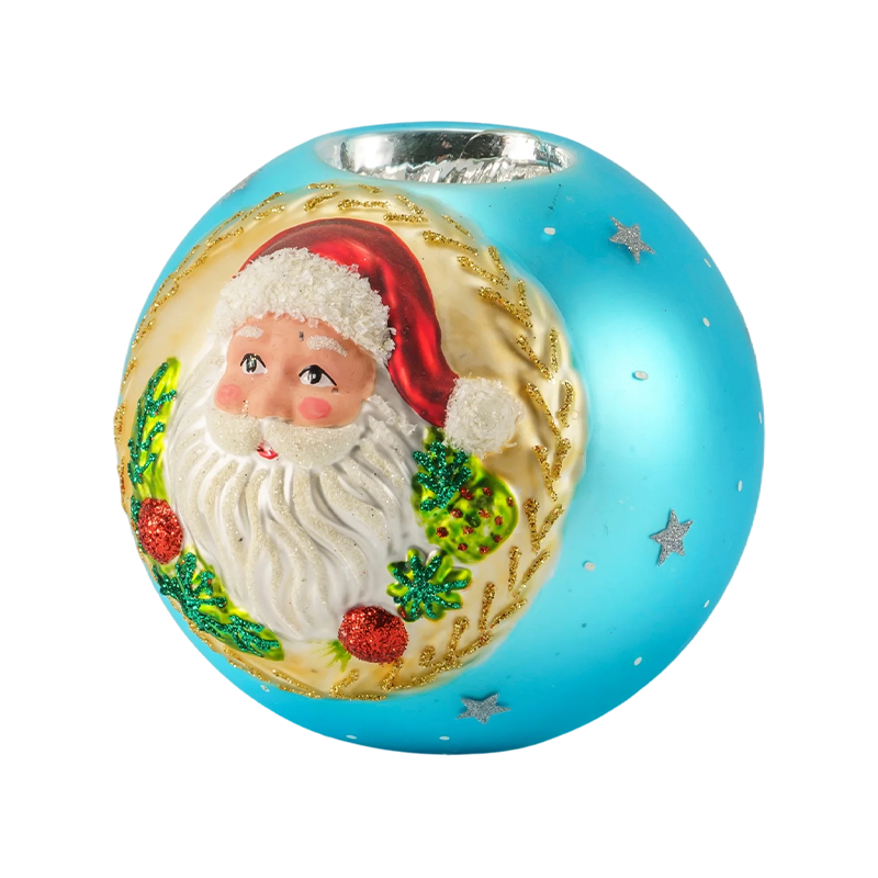 12*12 Tempat Lilin Kaca Timbul Santa Claus