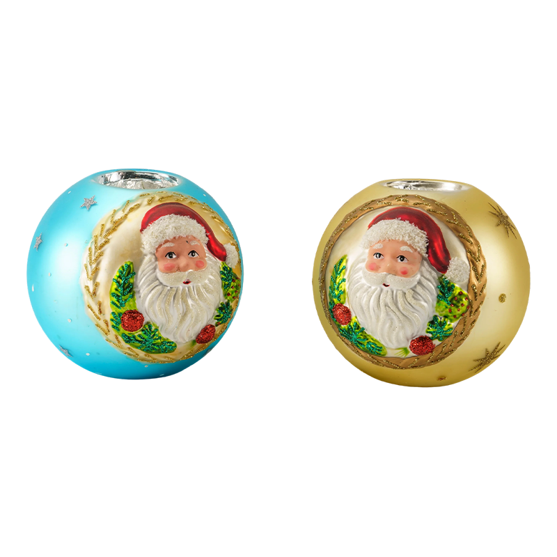 12*12 Tempat Lilin Kaca Timbul Santa Claus