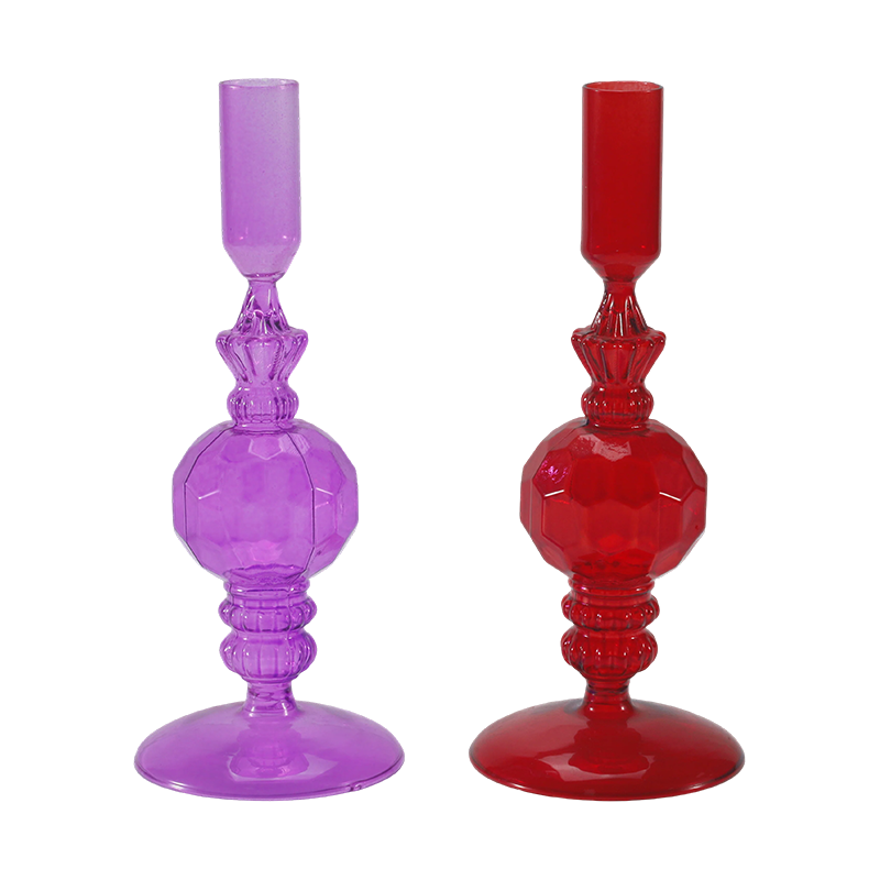 Koleksi Tempat Lilin Kaca Warna-warni 18cm