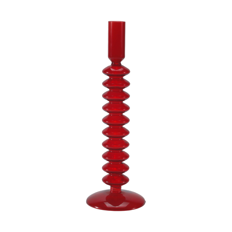 8*20 Tempat Lilin Kaca Gelembung Bertumpuk Merah