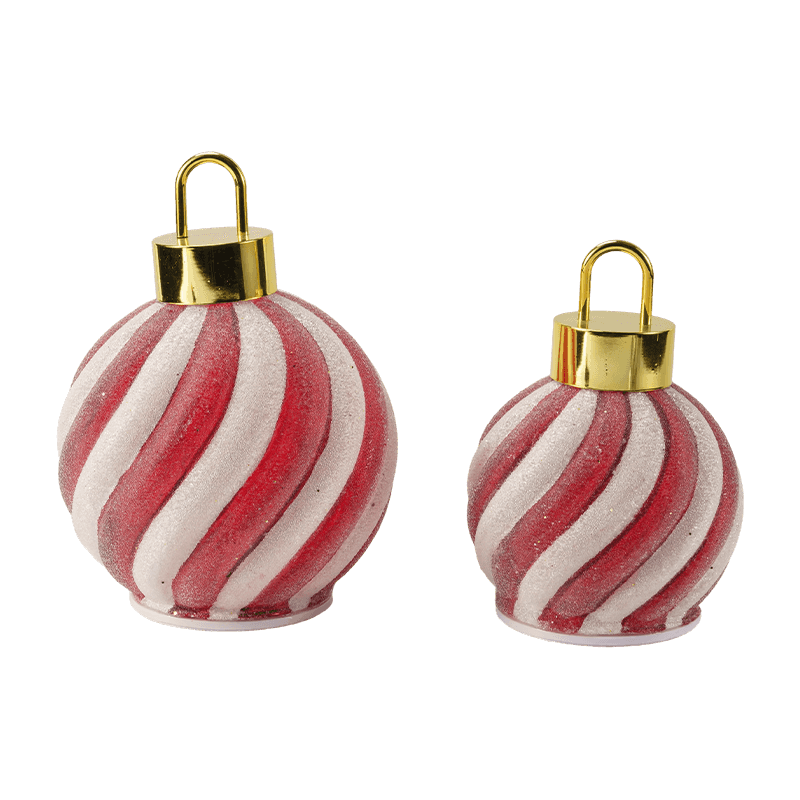 Bola LED Pemandangan Hutan Emas / Bola LED Ornamen Garis Merah-Putih (dengan LED)