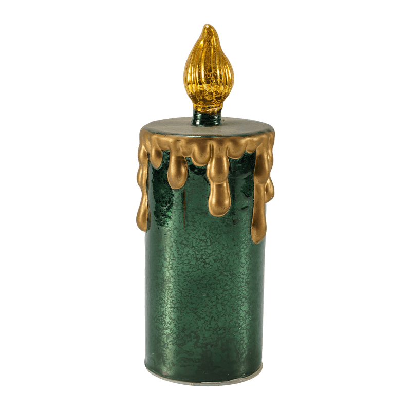 Lilin Kaca Merkuri Antik & Patung Biji Pinus (Hijau / Emas)