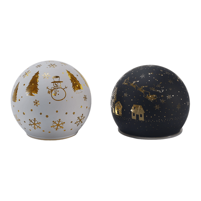 Lampu Bola Kaca yang Meriah (Warna-warni / Pohon Natal / Pemandangan Malam / Gaya Manusia Salju)