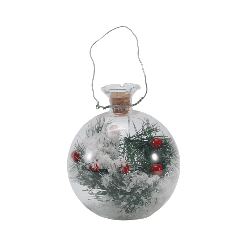Cloche Kaca & Lampu Botol yang Meriah (Pemandangan Manusia Salju/Pine Berry/Gaya Pohon Natal)