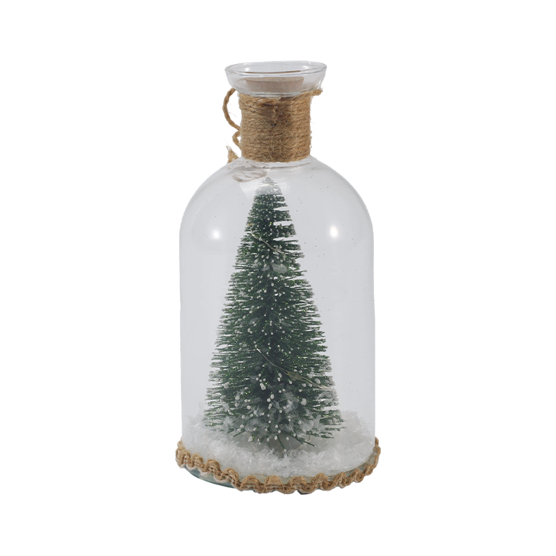 Cloche Kaca & Lampu Botol yang Meriah (Pemandangan Manusia Salju/Pine Berry/Gaya Pohon Natal)