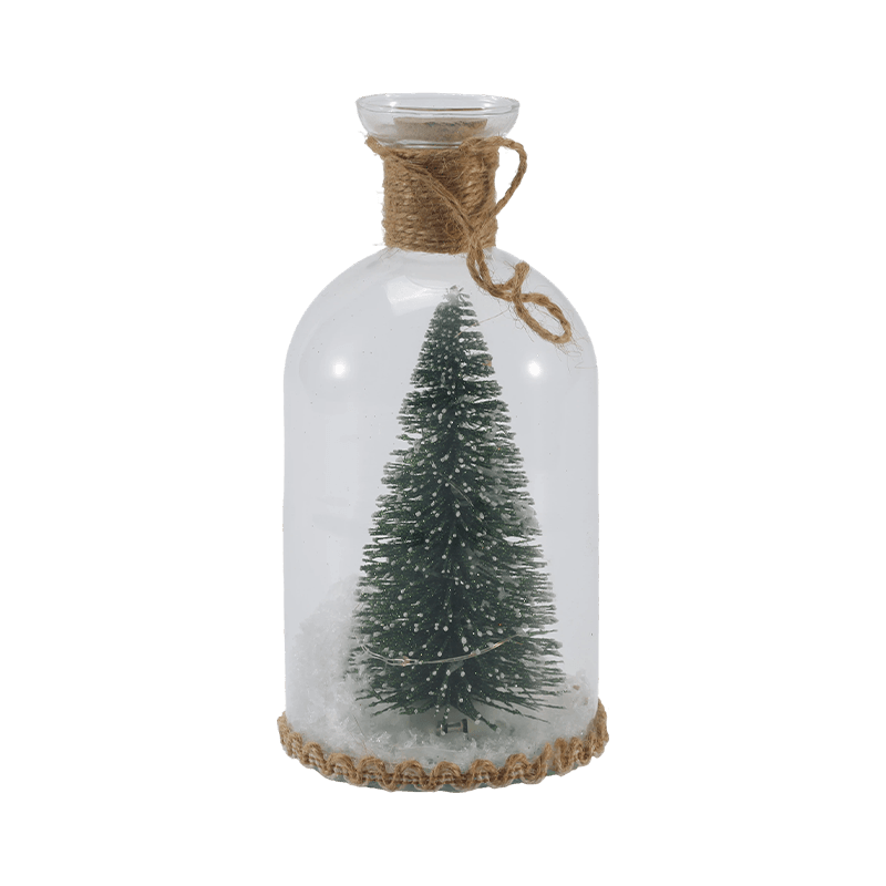 Cloche Kaca & Lampu Botol yang Meriah (Pemandangan Manusia Salju/Pine Berry/Gaya Pohon Natal)