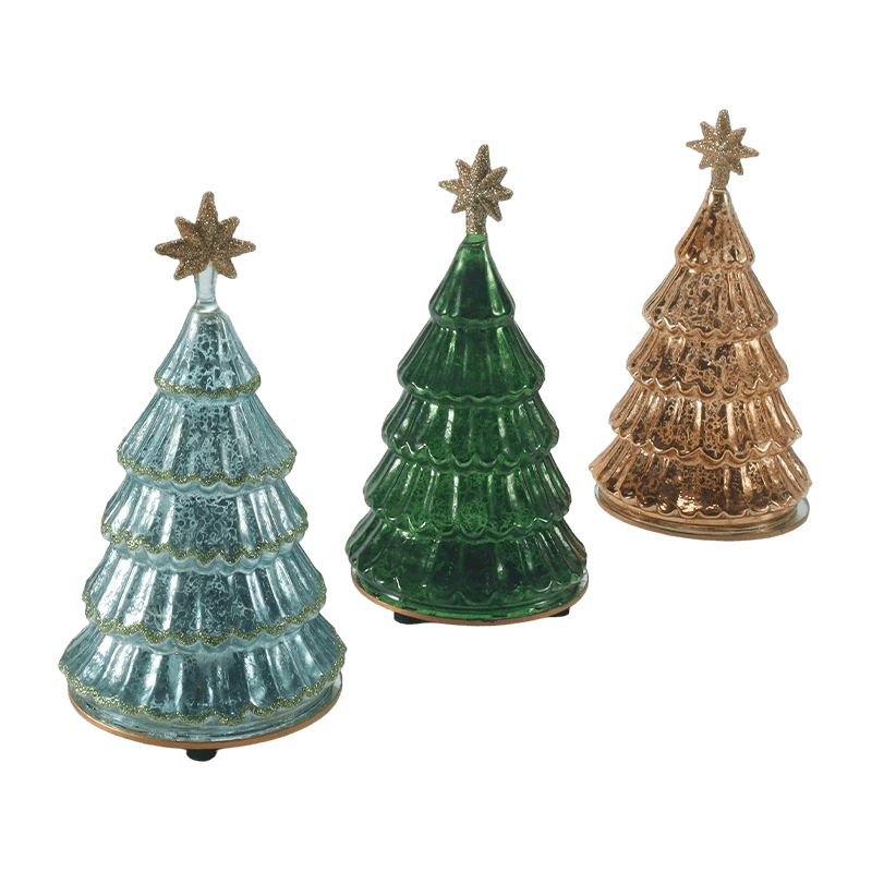 Lampu Pohon Natal Berlapis Kaca Merkuri Antik 10*20 cm