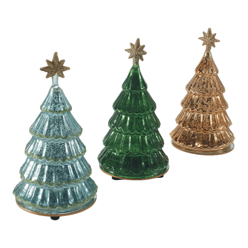 Lampu Pohon Natal Berlapis Kaca Merkuri Antik 10*20 cm