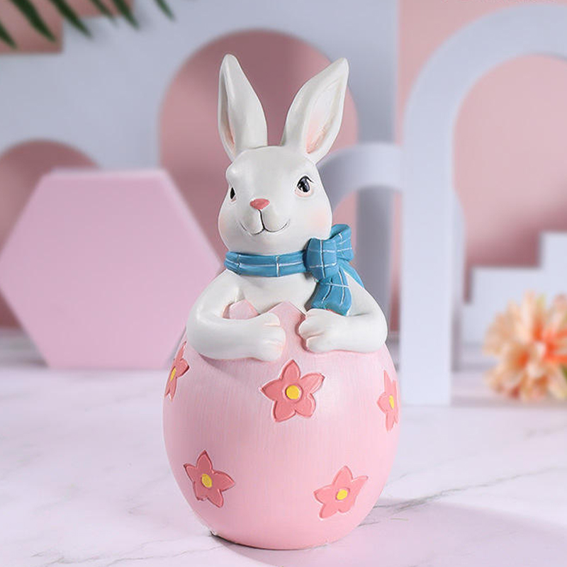 Set Dekorasi Patung Kelinci Paskah Resin 8*16Cm