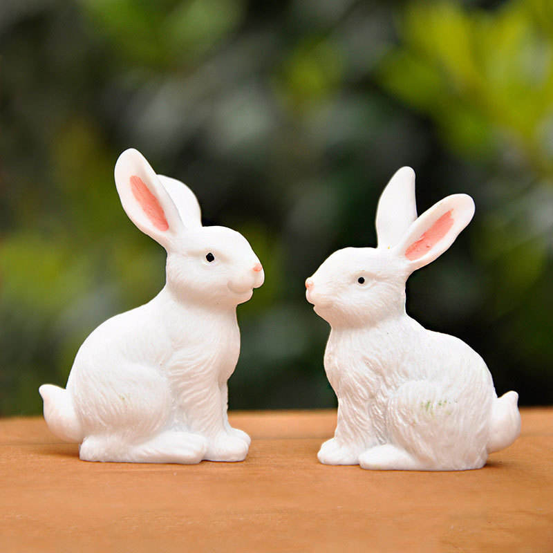 Set Dekorasi Patung Kelinci Paskah Resin 8Cm