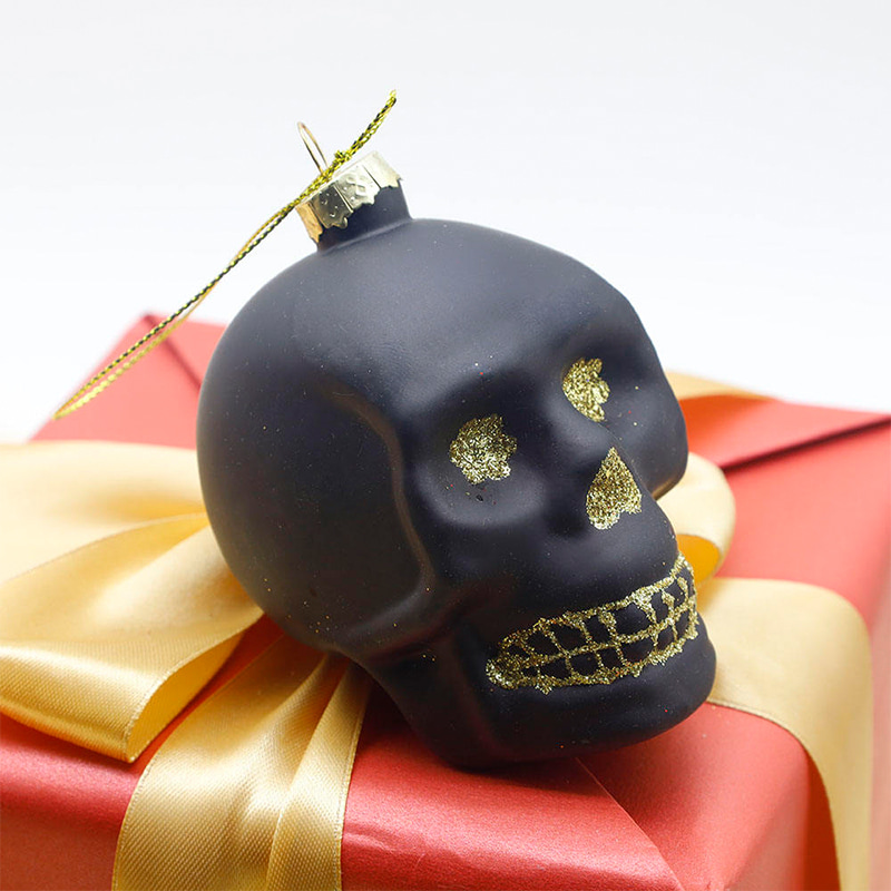Set Ornamen Tengkorak Kaca Halloween 8*9cm