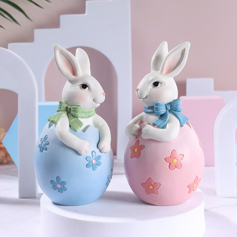 Set Dekorasi Patung Kelinci Paskah Resin 8*16Cm