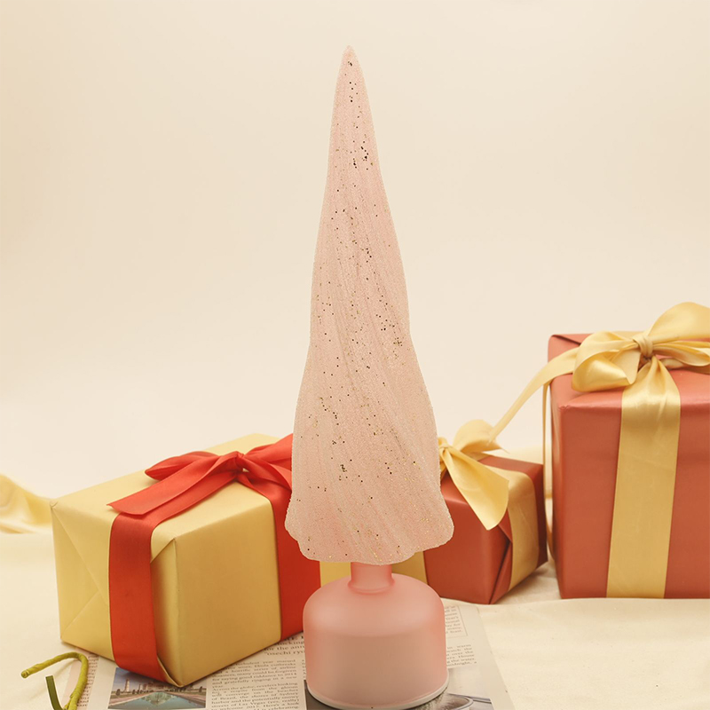 Ukuran 10×33 cm & 10×38 cm Pohon Natal Kaca Dapat Diputar Meriah dengan Lampu LED
