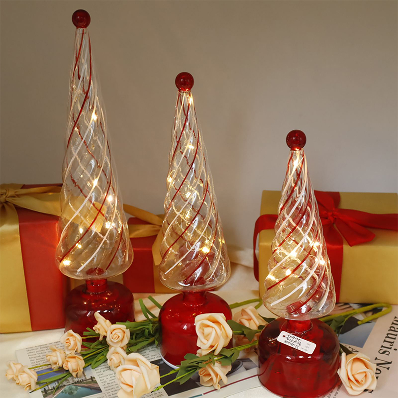 10×25/10×30 Kaca LED Ornamen Dekoratif Pohon Natal Menyala