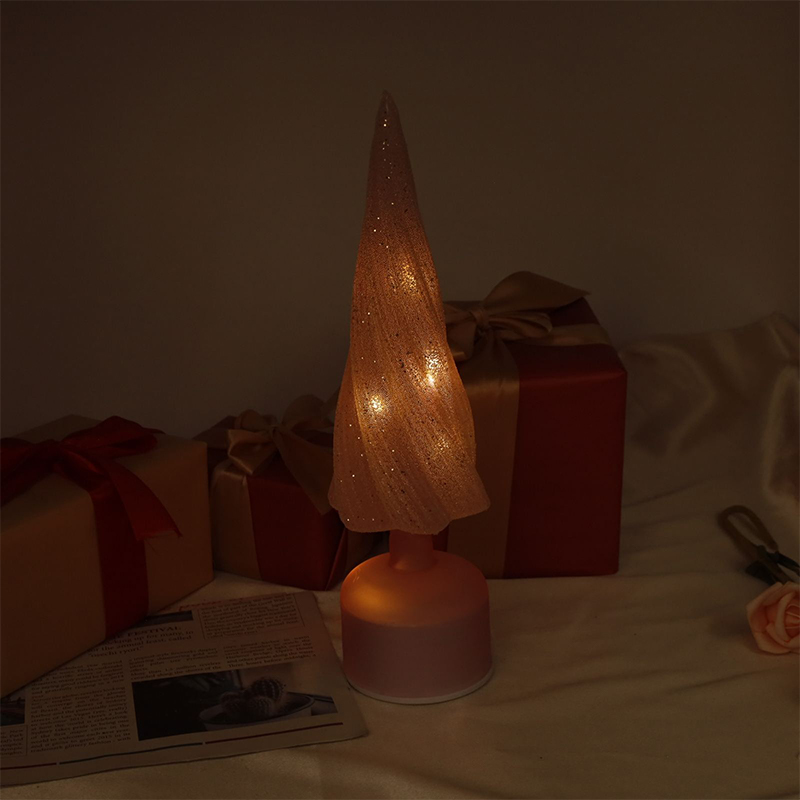 Ukuran 10×33 cm & 10×38 cm Pohon Natal Kaca Dapat Diputar Meriah dengan Lampu LED