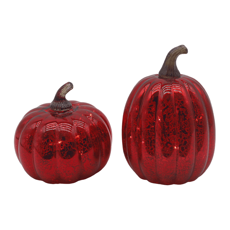 Ornamen Meja Lampu Labu Kaca LED Halloween 12*15Cm