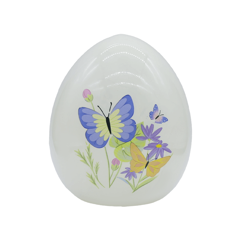 Ornamen Telur Kaca Lukisan Tangan Paskah LED 9*16cm
