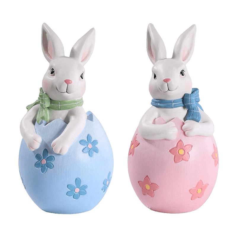 Set Dekorasi Patung Kelinci Paskah Resin 8*16Cm
