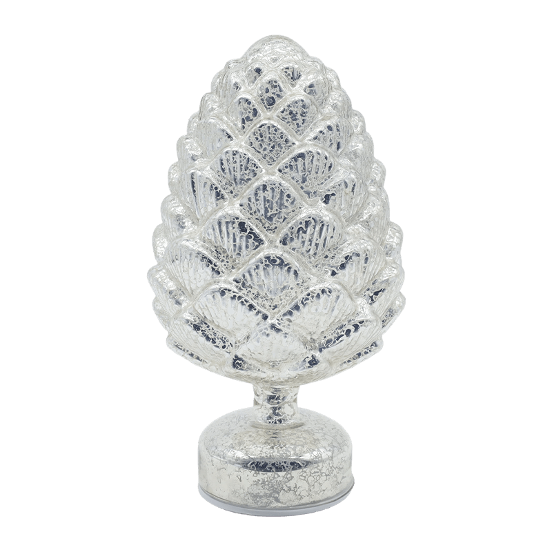 Dekorasi Meja LED Kaca Berputar Natal Biji Pinus 15×28 cm & 11×22 cm